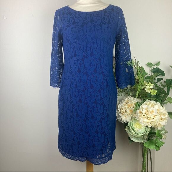 LONDON TIMES dress | lace | blue | size 4 - Picture 1 of 9